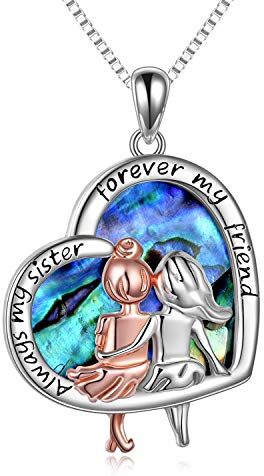 VONALA Always My Sister Forever My Friend Collana con ciondolo a forma di cuore, in argento Sterling 925