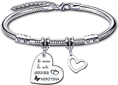 LUODAN Regali di Nipotina Bracciale Il Braccialetto Serpente Inciso con Parole Significativeio amo la mia super Nipotina Donna Bracciali Regali di Donna Bracciale Regali di Nipotina Braccialetto