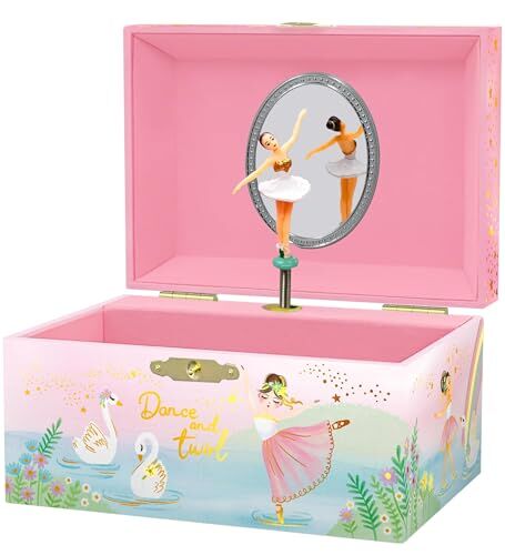 Giggle & Honey Scatola Musicale per Bambine Portagioie Carillon per Bambini con Ballerina Rotante, Regali di Compleanno Balletto per Bambine, Scatole per Gioielli, 15,2 x 11,8 x 8,9 cm 3-10 anni, Rosa