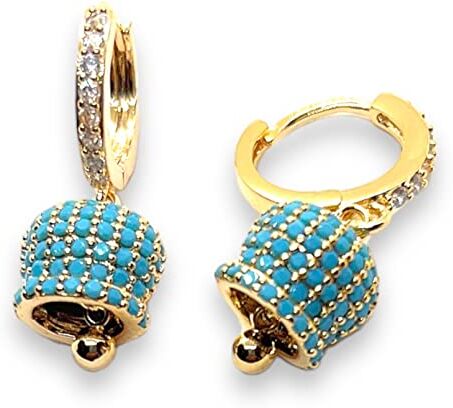 SiLo Bijoux ORECCHINI DONNA CAMPANELLA CERCHIO CON STRASS PENDENTE NOVITA' DISPONIBILI COLOROZIONI ORO E ARGENTO CONFEZIONE REGALO (GOLD AZZURRO)