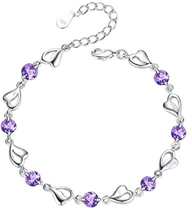 HOHOTANG Bracciale Donna Argento 925, Bracciali Cuore Amore con Zirconi, Bracciali Amicizia Regalo di Natale, Compleanno Gioielli Regalo per Donna Ragazza Madre Figlia Moglie