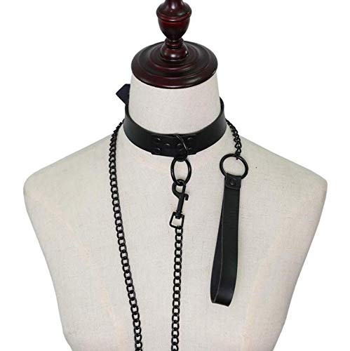 US-DXB Collana girocollo da donna con catena a clavicola gotica punk gotica, girocollo, catena staccabile, nero