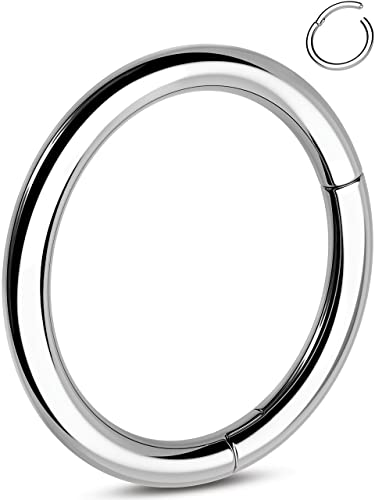 OUFER G23 Orecchini a cerchio in titanio a forma di tacchino, cartilagine, piercing a elica helix, 16G conchetta cerniera labbro piercing naso, 1,2 mm, regalo da uomo e donna, 12 mm