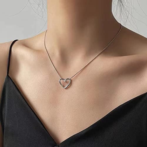 Wendalern Collana A Cuore Aperto In Argento Sterling Ciondolo Cuore Amore Neacklace Piccolo Cuore Fascino Serpente Catena Collana Minimalista I Love You Gioielli Per Le Donne Ragazze