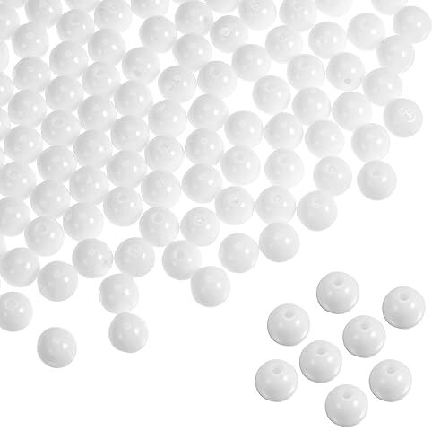 QUARKZMAN 1700pz Acrilico Rotondo Perle 8mm Allentato Bolla Artigianato Perle Assortito Caramella Colore per Fai-da-Te Braccialetto Orecchino Collana gioielle Creazione, Bianco