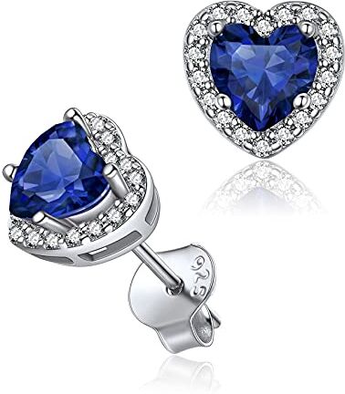 ChicSilver Orecchini Donna Zaffiro Blu Argento 925, Cuore Orecchini a Lobo Zaffiro, Orecchini con Zaffiro Zaffiro Settembre Confezione Regalo