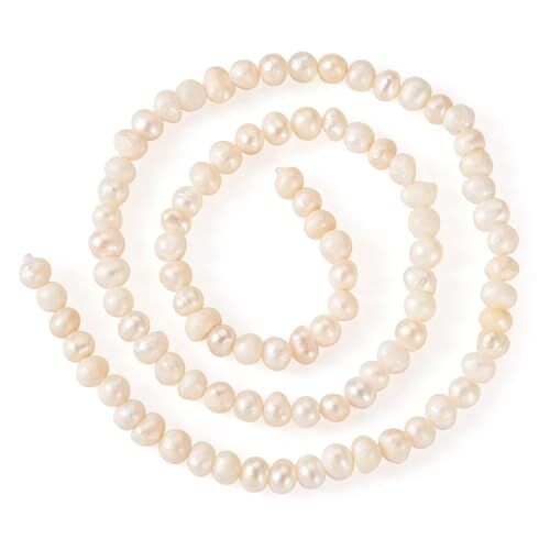 BB Beadthoven Beadthoven 1 filo di perle d'acqua dolce coltivate in modo naturale, 4-5 mm, perle a forma di patata, colore conchiglia, perle per la realizzazione di collane, bracciali e gioielli, foro: 0,6 mm