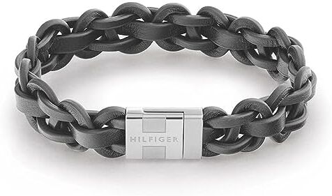 Tommy Hilfiger Jewelry Braccialetto da Uomo In Pelle Grigio - 2790374