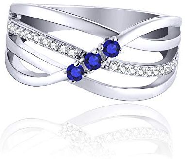 JO WISDOM JO WISODM Anelli di fidanzamento Largo Argento 925 Donna con AAA Zirconia Cubica Settembre Birthstone Colore Zaffiro