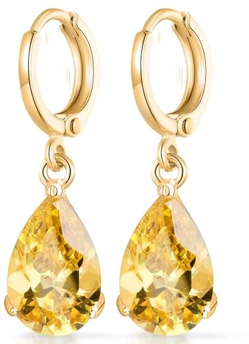 Crystalline Azuria Donna 18ct Placcato Oro Lacrima Orecchini Pendenti con Citrino simulato giallo Cristalli di Zirconi