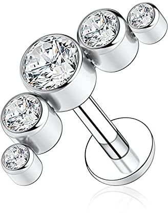 AROWRO 16G Labret Studs Lip Rings G23 Titanio Monroe Lip Piercing per labbro con filettatura interna, helix, trago, cartilagine, orecchini da donna