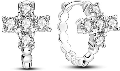 NARMO 925 Orecchini in Argento Sterling per le Donne Piccolo Cerchio Orecchini Croce Huggie Orecchini per le Donne Ragazze