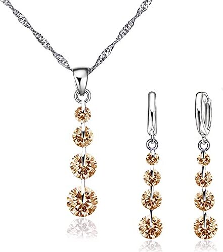 CRYSTALINA Parure Gioielli Donna, Collana da Donna e Orecchini Donna Argento 925 Donna con Ciondolo Cuore, Set Regalo Donna, Set Argento Donna, Gioielli da Donna in Argento S925 e Zirconi Colorati