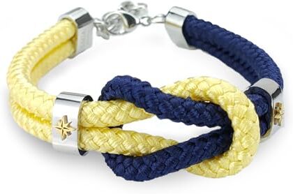 SAGA GIOIELLI ® Bracciale Uomo Nodo Nautico Infinito Rosa Dei Venti Acciaio (GIALLO-BLU)