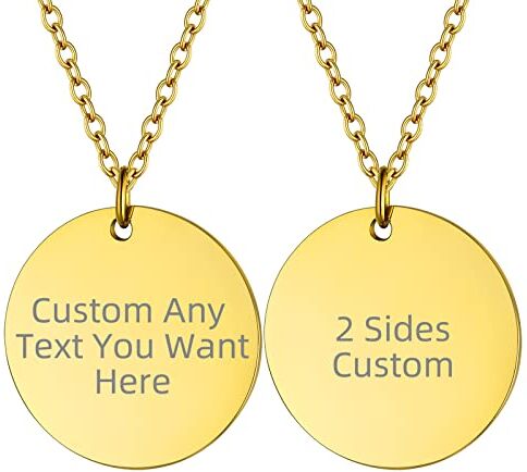 Supcare Collana Personalizzata Ciondolo Uomo, 02 Stile Rotondo Collana Uomo Acciaio Inossidabile, Oro Collana con Incisione Personalizzata, Gioielli Personalizzati Uomo Donna Idee Regalo