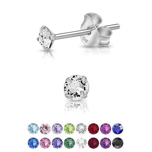 DTPsilver ® Orecchini Punto Luce Argento 925 con Cristalli Swarovski® 3 mm Orecchini Brillantini Orecchino Uomo Diamante Punto Luce Orecchini Orecchini Brillanti