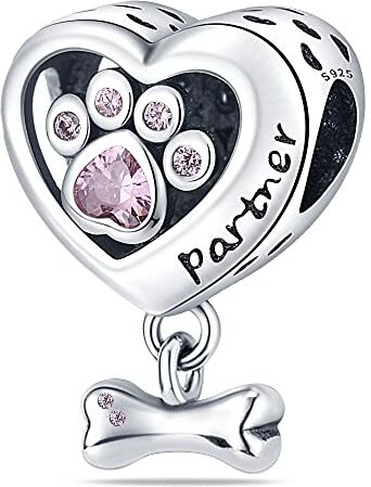 Pandach Ciondolo in Argento Sterling 925 Charm Bead Compatibile con Bracciale e Collane Europei da Donna,Perline Intarsio con Zircone chiaro, Gioielli per Ragazze Perline Regali