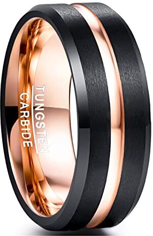 NUNCAD Anello Uomo/Donna/Unisex Tungsteno con Incisione I LOVE YOU Anello Amicizia/Anello Anniversario/Oro rosa/Blu/Nero/Argento Taglia 8mm (12.5-32)