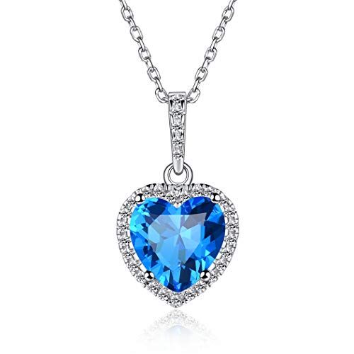 ChicSilver Collana Pendente Donna Cuore Piccolo in Argento Sterling 925 con Zirconi Brillanti Pietra Nascita 12 Mese Mesi Catenina Catena Regolabile Gioiello alla moda Dicembre Zircone Blu