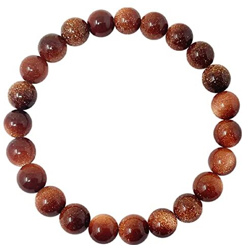 cotigo Bracciale in pietra naturale avventurina marrone – Bracciale con filo elastico con perline in pietra naturale da 8 mm – Diverse pietre semipreziose per donna e uomo Regalo Yoga