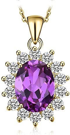 JewelryPalace 3.2ct Collana Donna Kate Middleton Argento 925 con Creato Alessandrite Viola, Princess Diana William Collana Ciondolo Pietra Ovale Catena 45cm, Collane Pendenti Oro Set Gioielli Donna