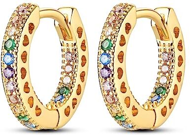 NARMO piccolo cerchio orecchini per le donne placcato oro colorato Cubic Zirconia Hoop Orecchini 925 Sterling Silver Cuore Hoops