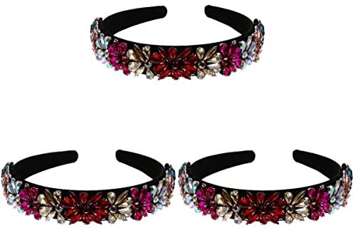 FOMIYES 3 Pz Floreale Con Diamanti Fasce Di Cristallo Per Le Donne Per in Cristallo Da Sposa Imbottita Bandana Da Donna Strass Diamante Pieno Fiori