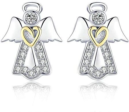 NewL 925 Sterling Silver Guardian Angel Squisiti Orecchini a perno per le donne di moda gioielli in argento regalo