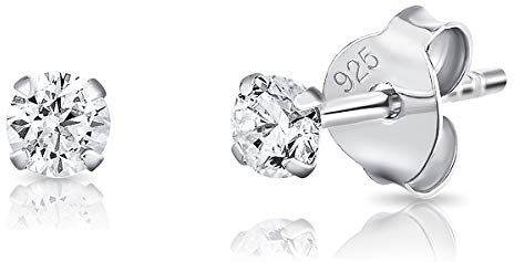 DTPsilver Orecchini Punto Luce Argento 925 con Zirconi Orecchino Uomo Diamante Punto Luce Orecchini Lobo Argento 925 Orecchini Brillantino Orecchini Donna Brillantini Orecchini a Lobo Argento 925