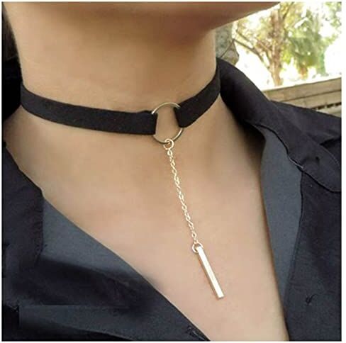 Cimenexe Collana Girocollo In Pelle Bohémien Collana Girocollo In Pelle Scamosciata Nera Collana Girocollo In Velluto A Cerchio Vuoto Collana Pendente A Barra D'argento Gioielli Per Donne E Ragazze