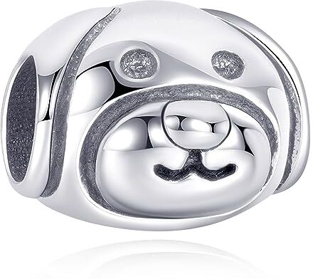 Amuefer Testa di cucciolo Charm Compatibili Bracciale Collana Pandora, Argento Sterling Ciondolo Compleanno Natale Gioielli Regali per le Donne Moglie Amici