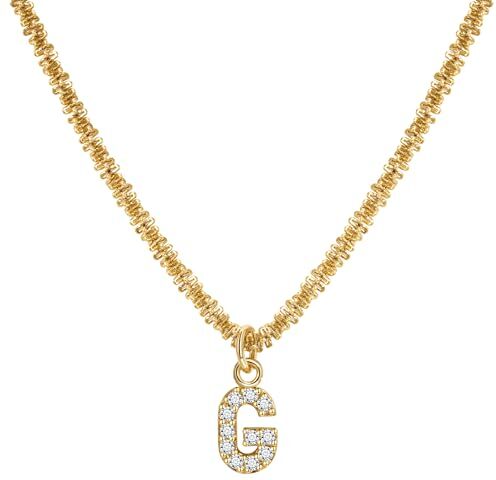 Joo&Rind Collana con ciondolo iniziale in oro Collane francesi con diamanti brillanti Lettera A-Z Collana in oro 18K Catene per collane ipoallergeniche Gioielli da donna e ragazza