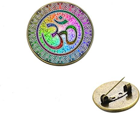 YBRAG Spilla Buddha loto 7 chakra Mandala fiore della vita buddista gemma di vetro spilla per amanti dello yoga zaino spille