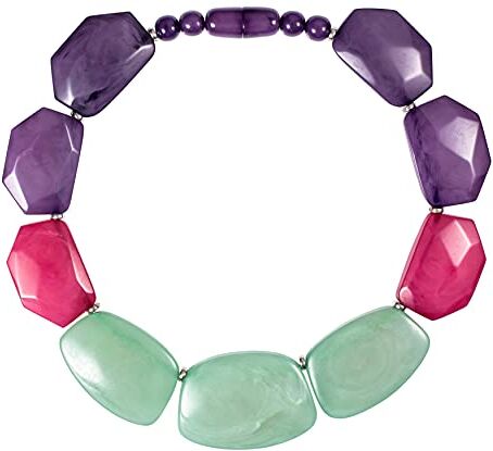 ZAVANA Collana Colorata per Donna, Grande Collana di Bigiotteria, Collana Donna Fatta a Mano, Grande Collana Viola e Verde, Stile Bohémien