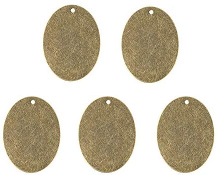 PH PandaHall 10pcs Ovale Ottone Vuoto Stampaggio Tag Charms 40x30mm Bronzo Antico Metallo Tag Pendenti con 1.5mm Foro