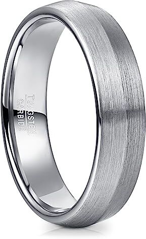 NUNCAD 6 mm Anello argento da uomo Anello di tungsteno spazzolato con design a filo di coltello Taglia19.5