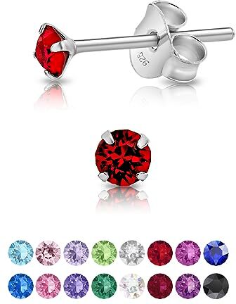 DTPsilver Orecchini Rossi Donna Punto Luce Orecchini Donna Rosso Rubino Orecchini Punto Luce Argento 925 con Cristalli Swarovski Rossi 3 mm Orecchini Colorati Orecchini Donna Rossi