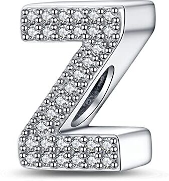 LaMenars Ciondolo Lettera Z 925 Perline in Argento Sterling per Braccialetti con Zirconia Cubica 5A, Regali Gioielli di Compleanno Donne Ragazze