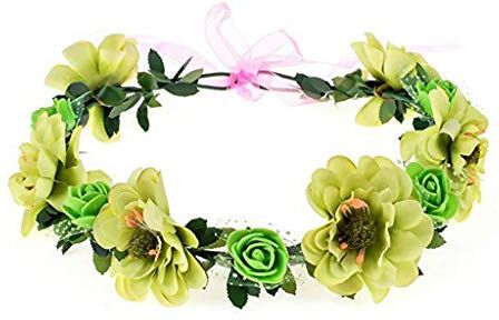 Supefriendly Fiore di rosa Fascia per capelli fatta a mano con ghirlanda floreale Fascia per capelli Corona Tiara Decorazione regolabile Copricapo da donna per ragazza per foto di festa di nozze Prop