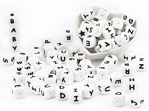 ARTESTAR 100 Pezzi Lettera in Silicone Perlina Perline con Lettere A-Z Perline Lettere 12mm per Bracciali