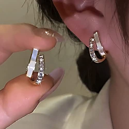 TseenYi Cristallo Diviso Huggie Orecchino A Cerchio Oro Diviso Mezzo Orecchino A Cerchio Smalto Vintage Orecchino A Goccia Boho Split Dangle Huggie Orecchino Shine Cz Orecchino Da Sposa Gioielli