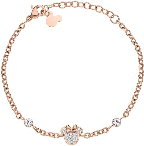 Disney Bracciale Minnie Mouse, Acciaio Inossidabile e Zirconi per Bambini e Bambine, Gioielli