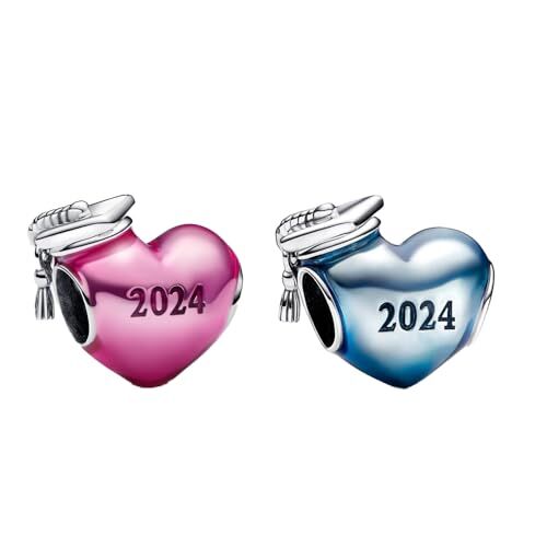 Feitery Cuori Rosa e Blu Charm Ciondoli Libellule Bracciale Pandora Compatibile Regalo di Souvenir Della Laurea