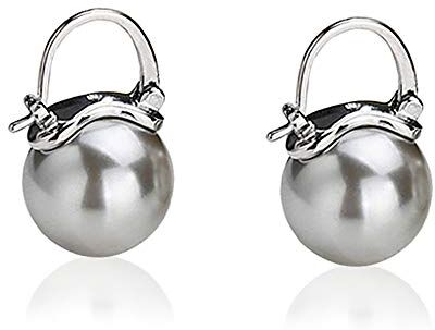 YAXUN Orecchini di Perle da Donna in Argento con 15mm di Grigio Argento Grande Perla Orecchini Pendenti, Regalo di Gioielli per le Donne e Ragazze