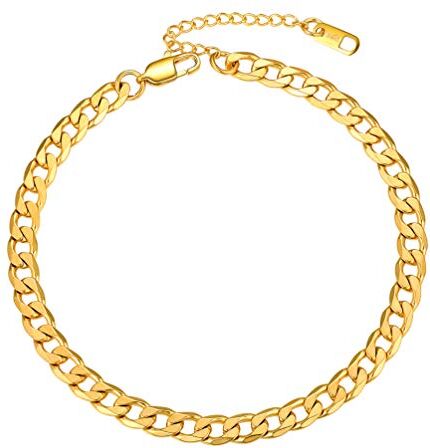 PROSTEEL Cavigliera Acciaio Donna Cavigliera Uomo Gioiello Cavigliera Acciaio Inossidabile Oro 25+5cm Regolabile