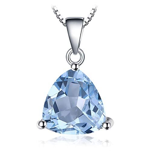 JewelryPalace Triangolo 2.4ct Naturale Cielo Blu Azzurro Topazio Birthstone Pure 925 Sterling Argento Solitario Pendente Collana 45cm