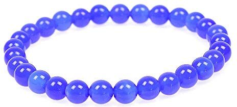 MJDCB Bracciale Pietre Agata Blu Naturali, 6mm Perle Braccialetti Portafortuna