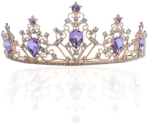 JasperKino Oro Tiara Corona Cristallo viola