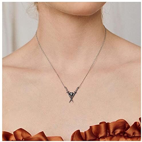 Dervivea Boho Nero Spada Ciondolo Collana Choker Cristallo Cuore Ciondolo Collana Onice Cuore Piccolo Coltello Collane Argento Spada Collana Catena Gioielli Per Le Donne E Le Ragazze