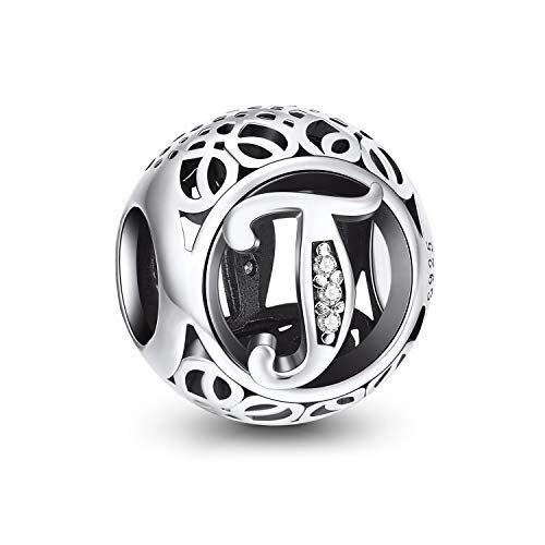 NINGAN Ciondolo in argento Sterling 925, a forma di lettera dell'alfabeto dalla A alla Z, per braccialetti e collane da donna, regalo di compleanno per amici, Misura unica, Argento sterling, Zirconia